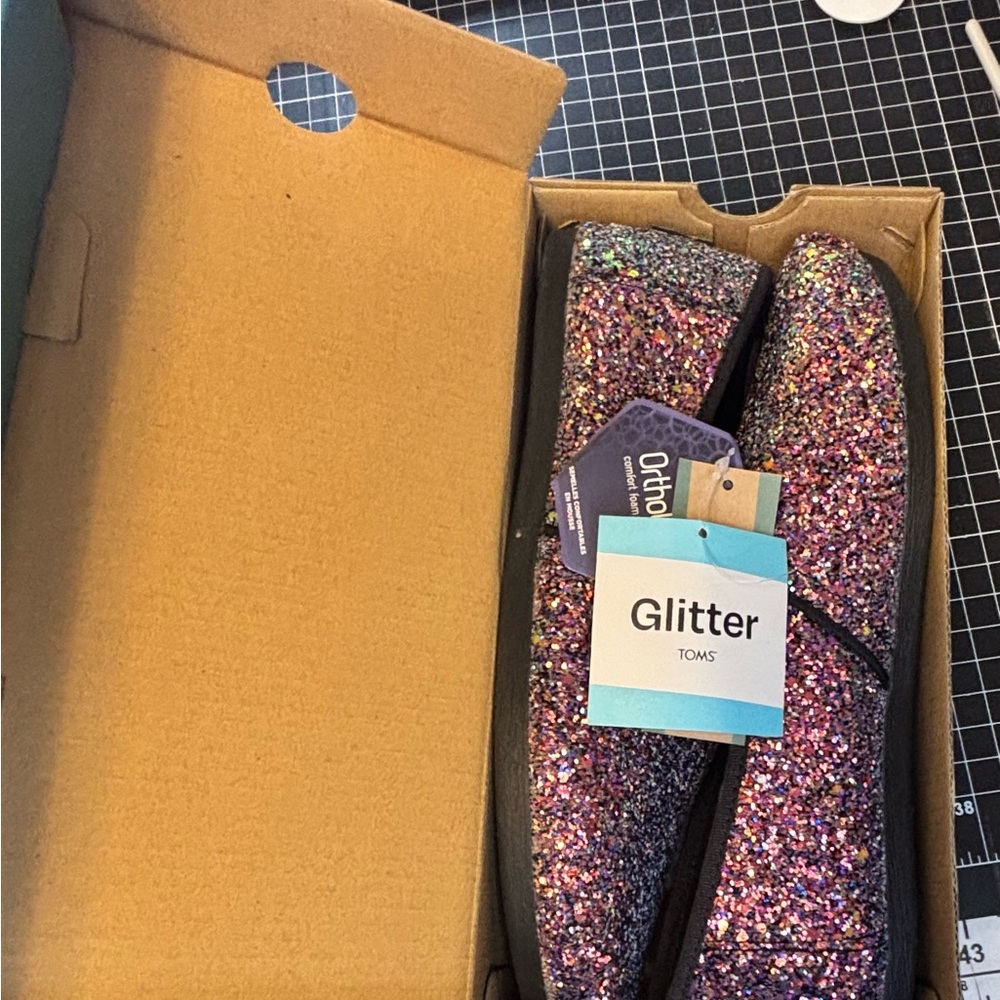 TOMS Multicolor Glitter Slip-Ons